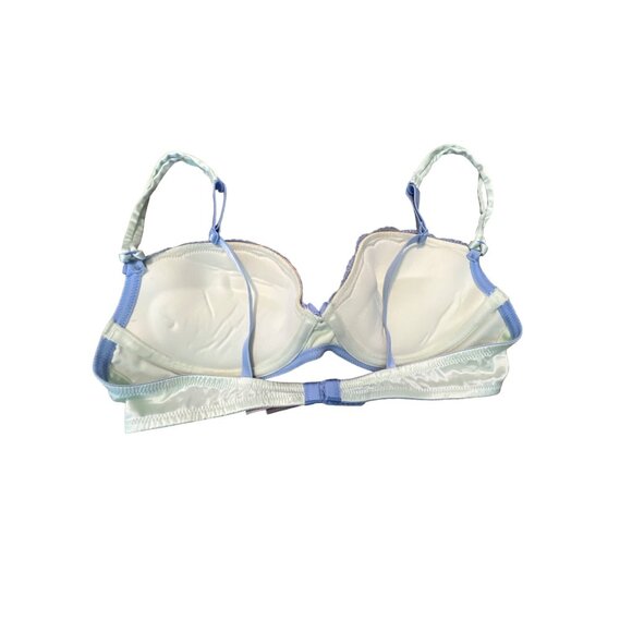 Victorias Secret 36B Light Blue Satin Underwire Bra With Lace Trim & Bow - Picture 4 of 4